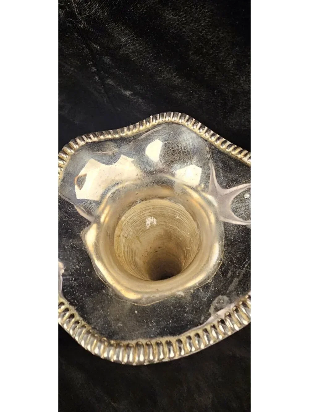 Silver-Plated Bud Vase With Scalloped Edge & Beaded Base 6.5